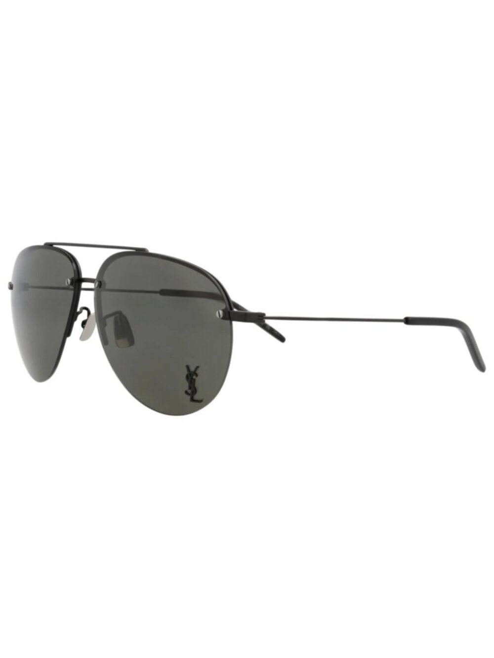 New Saint Laurent Women's Sunglasses Aviator Metal Frame Unisex Black Black Grey